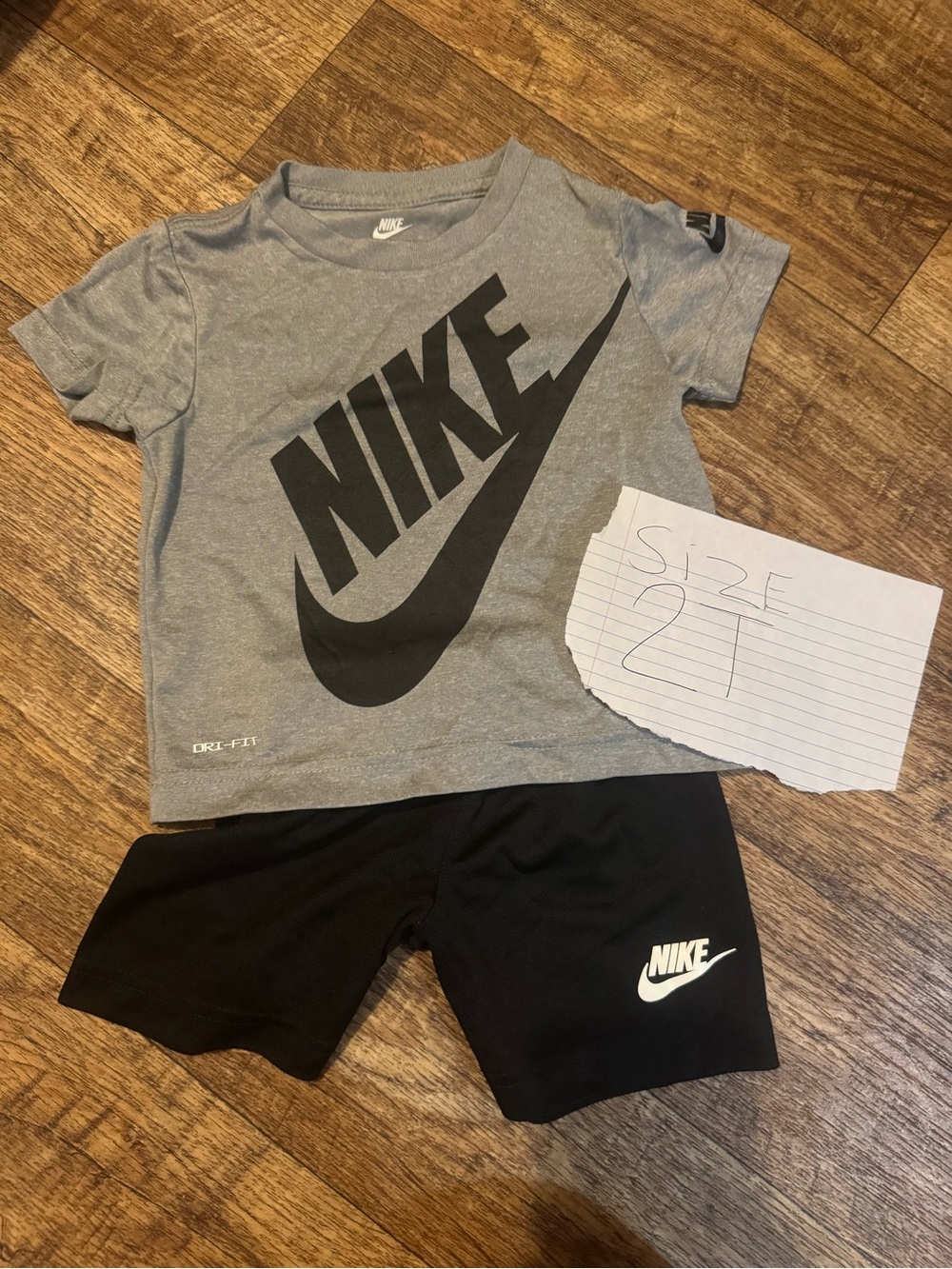 Nike Gray Tee with Black Logo & Black Shorts